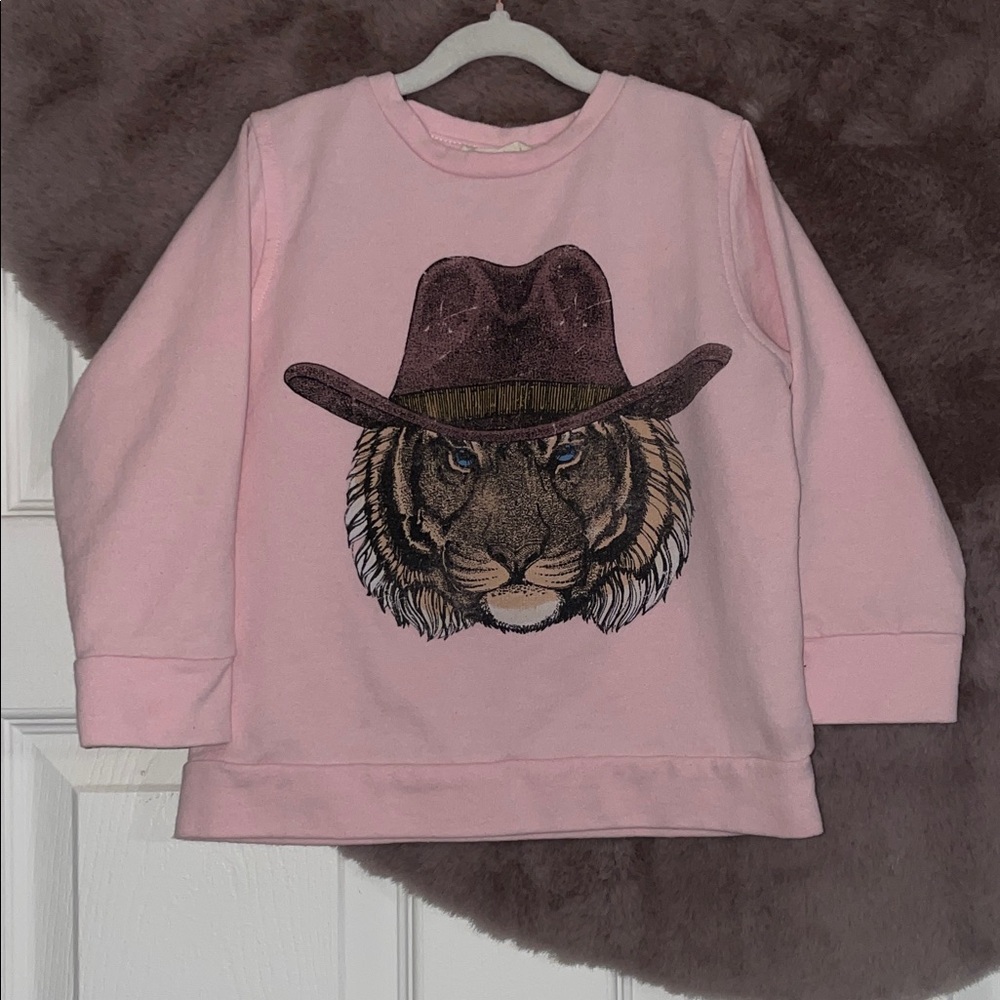 SOMEWHERE WEST TODDLER GIRLS' COWBOY TIGER GRAPHIC SWEATSHIRT